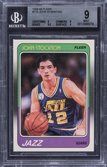 1988-89 Fleer #115 John Stockton Rookie Card – BGS MINT 9